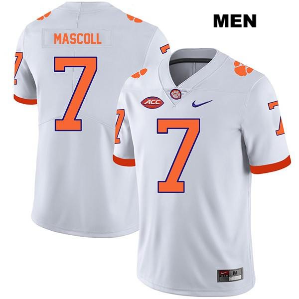 Men's Clemson Tigers #7 Justin Mascoll Stitched White Legend Authentic Nike NCAA College Football Jersey BOY2546MF
